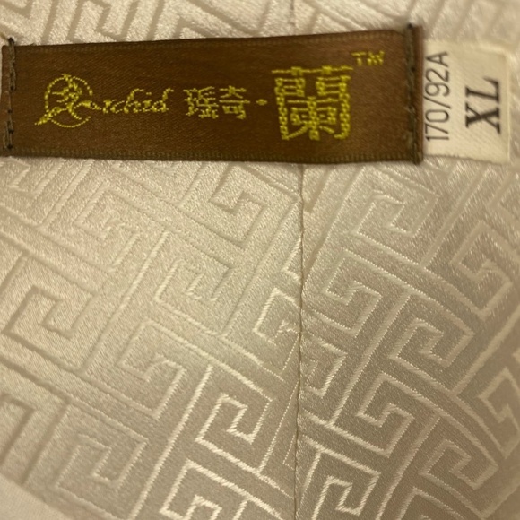 Embroidered Cocktail Semiformal Mandarin Collar creamy White Black Midi Dress - Picture 4 of 5